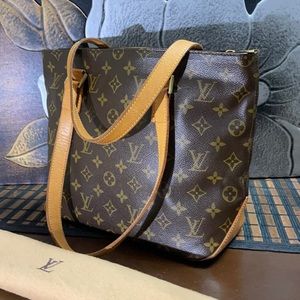 100% Authentic LOUIS VUITTON Monogram Cabas Piano Shoulder Tote Bag